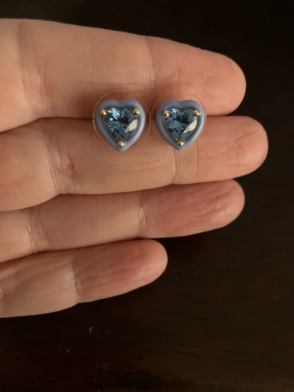 kate spade Blue Heart Stud Earrings with Gold Details